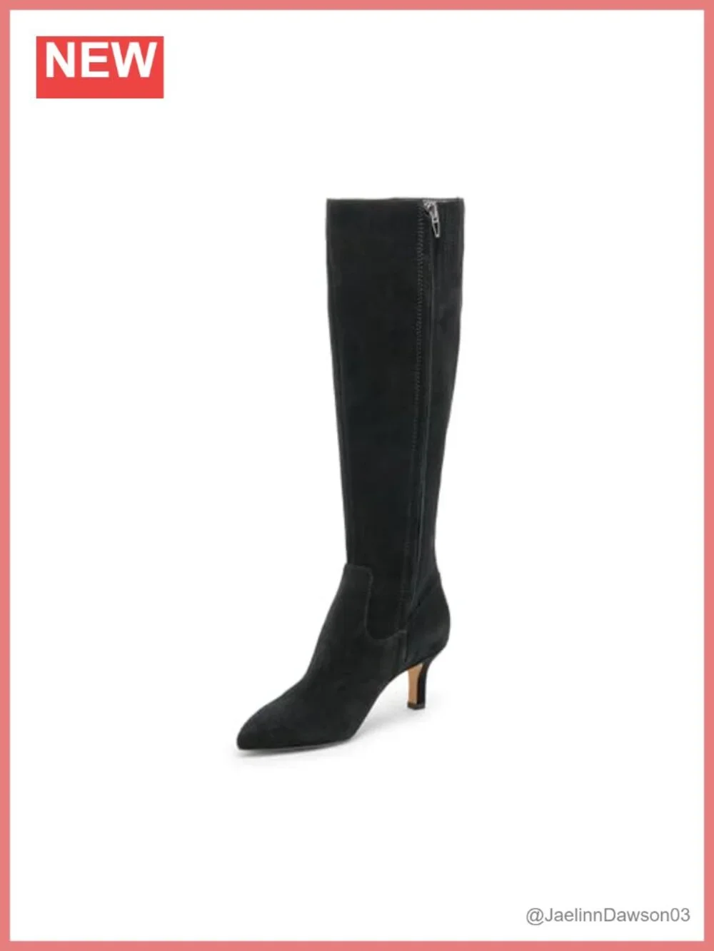 Knee High Boot Leather Look Waterproof Pull On